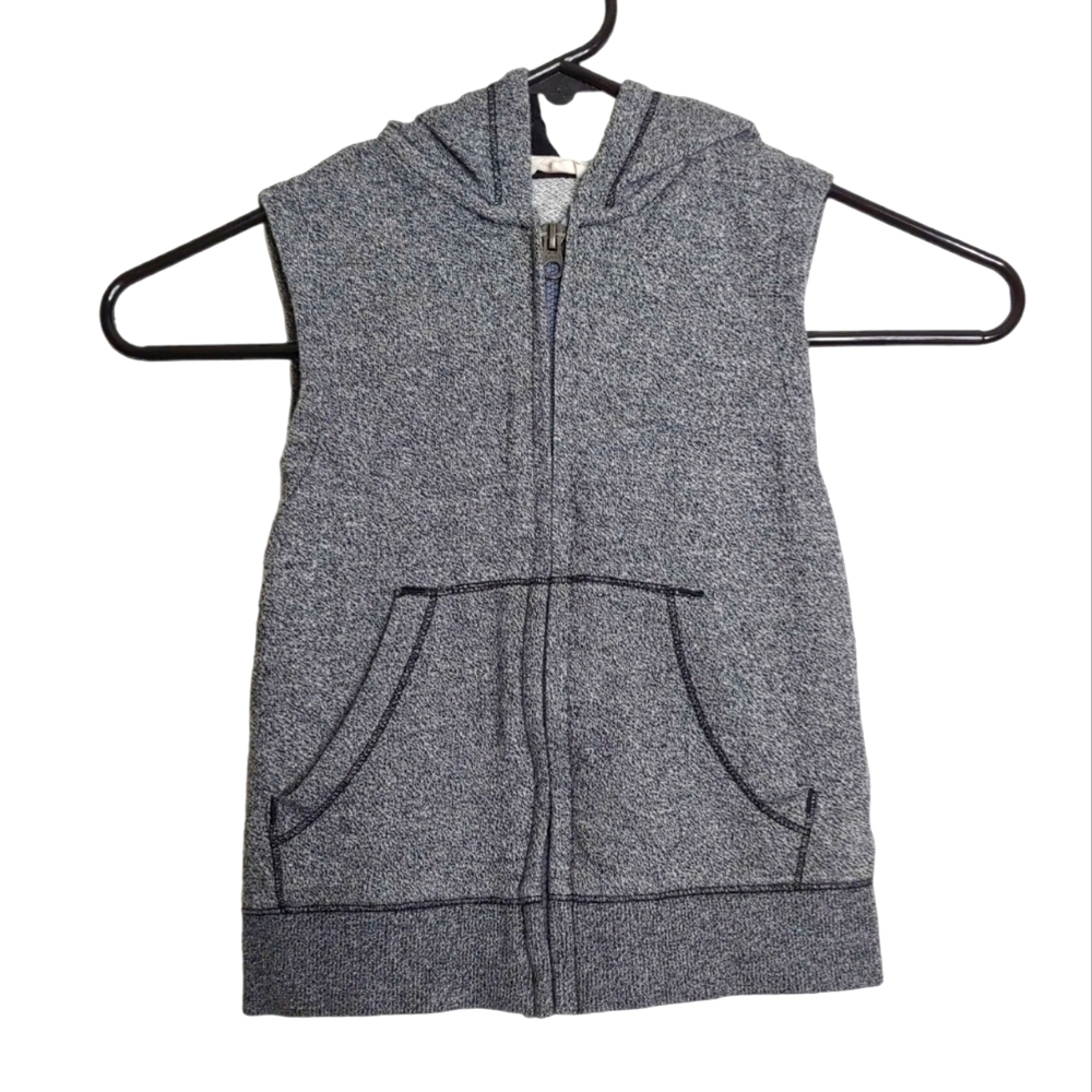Kids H&M Boys Girls Heathered Gray Sleeveless Hooded Zip Up Vest Size 2-4 Years